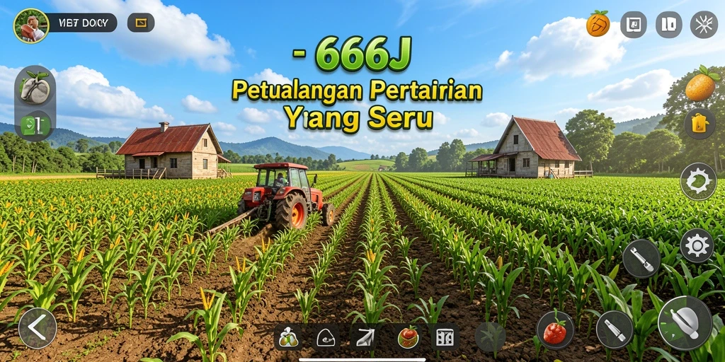 Tampilan gameplay seru di 666J dengan berbagai tanaman dan hewan.