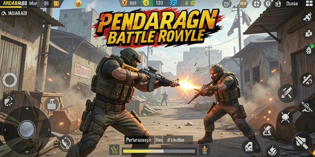 Tampilan seru dari gameplay Battle Royale ANDARA88 yang mendebarkan.