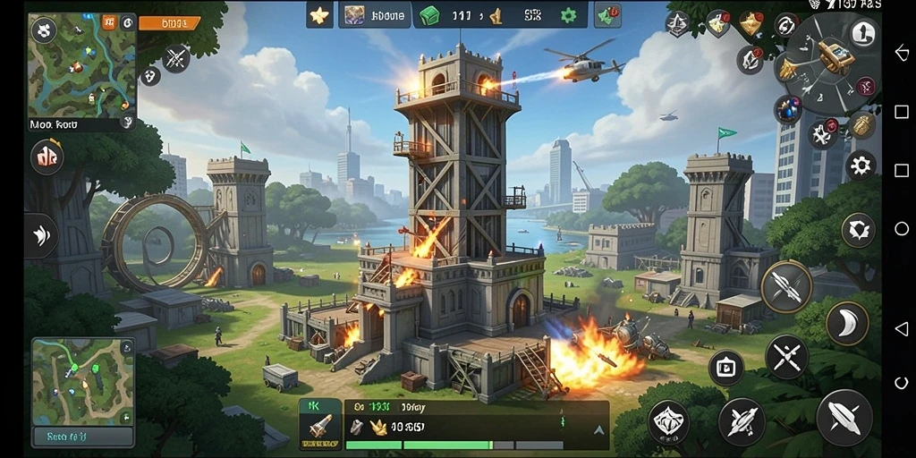 Tampilan gameplay DKK yang menegangkan dalam Tower Defense.