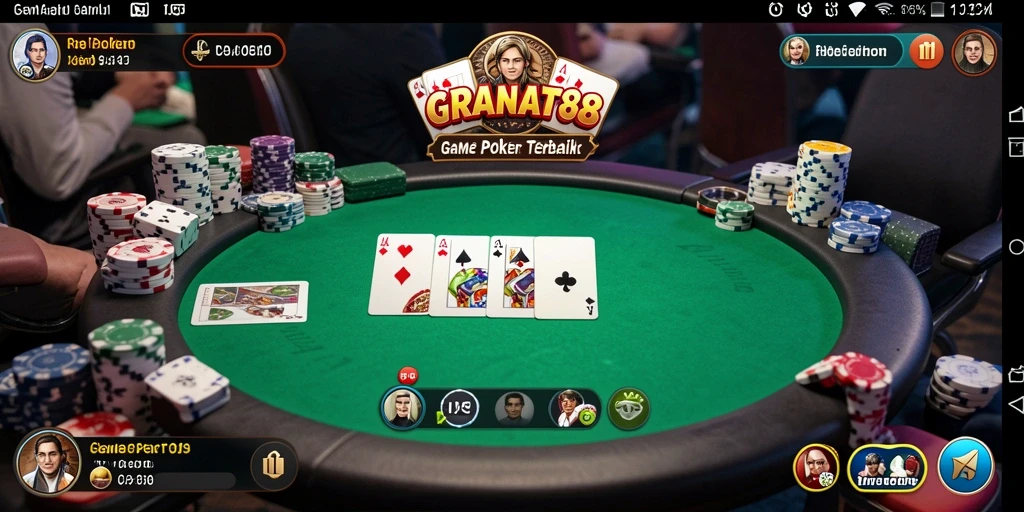 Tampilan gameplay seru dalam aplikasi Poker GRANAT88 yang menarik.