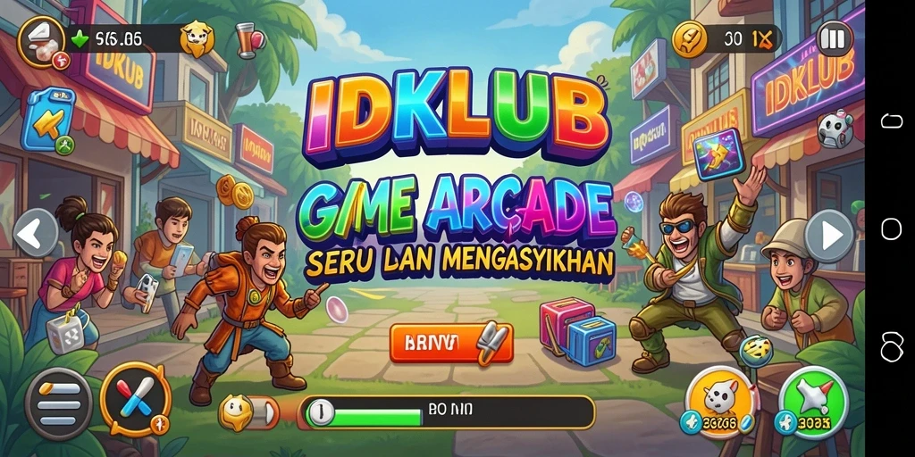 Screenshot utama IDKLUB menampilkan karakter yang beraksi di level menantang.