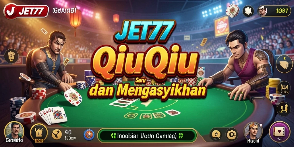 Screenshot gameplay seru dari JET77 yang menampilkan suasana QiuQiu.