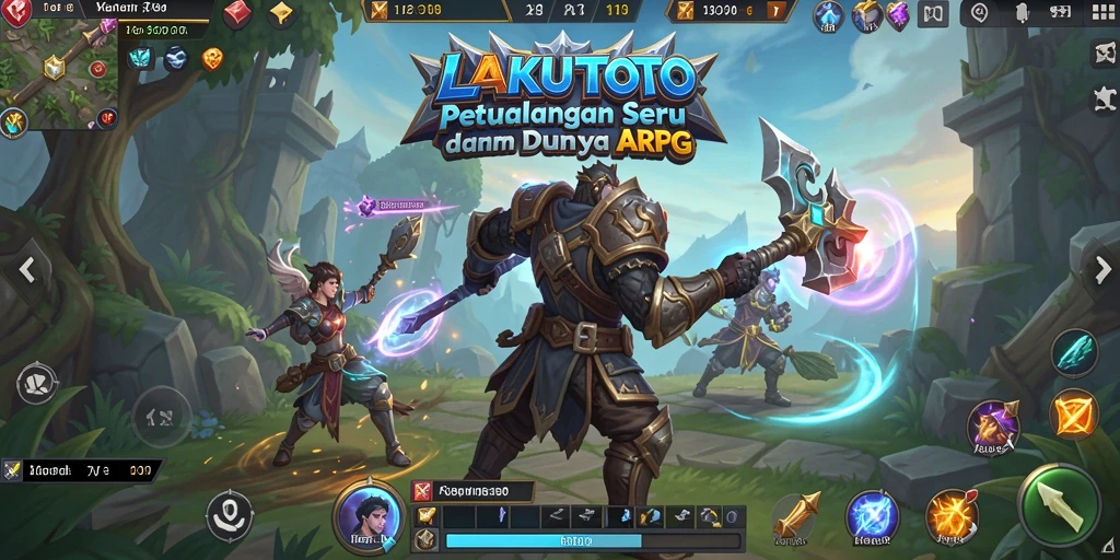 Tampilan gameplay seru dari <strong>LAKUTOTO</strong> yang menunjukkan pertarungan epik dan eksplorasi dunia.