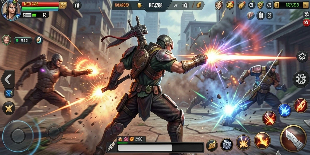Tangkapan layar <strong>NEX288</strong> menampilkan aksi pertarungan yang mendebarkan.
