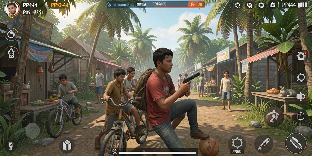 Tampilan gameplay PP444 yang mendalam dan realistis dalam simulasi kehidupan.