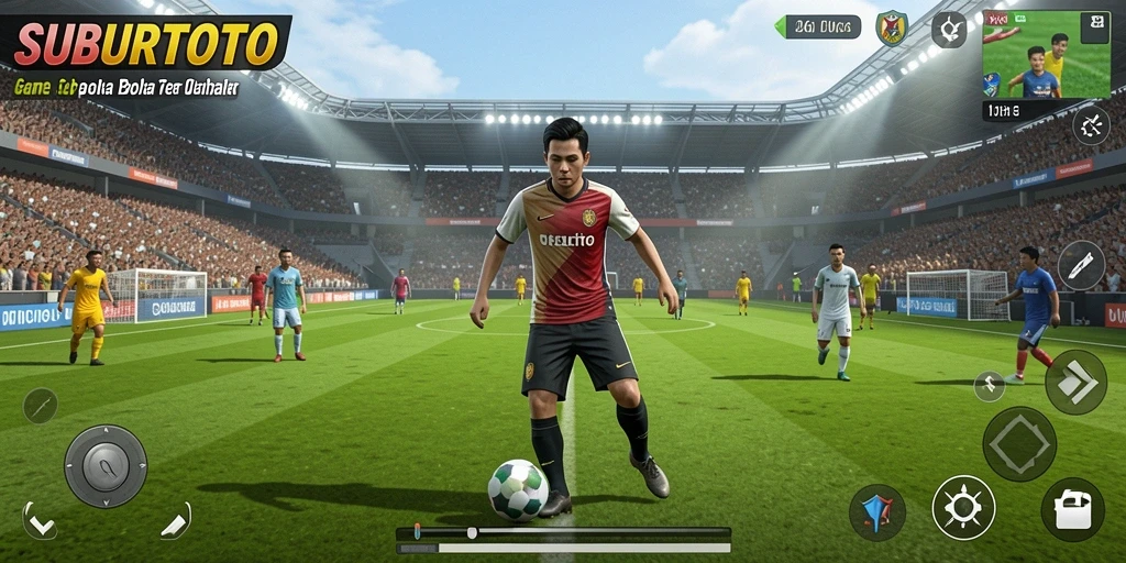 Tangkapan layar gameplay SUBURTOTO menampilkan aksi menarik dalam sepak bola.